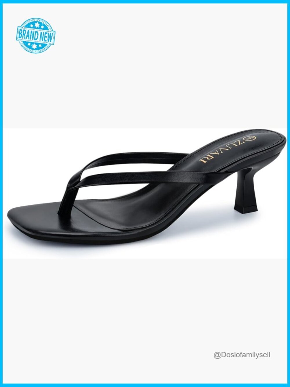 Square Toe Kitten Heel Sandals Slip-On Dressy Summer Heeled Flip Flops